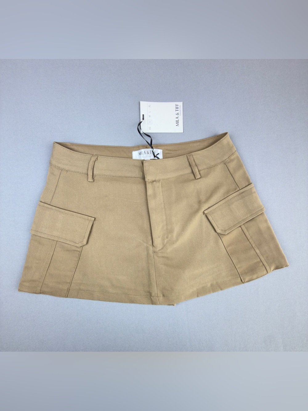 Mila & Tiff Tan Cargo Mini Shorts/Skirt